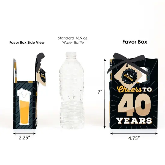Big Dot of Happiness Cheers and Beers to 40 Years - 40th Birthday Party Favor Boxes - Set of 12 {3}