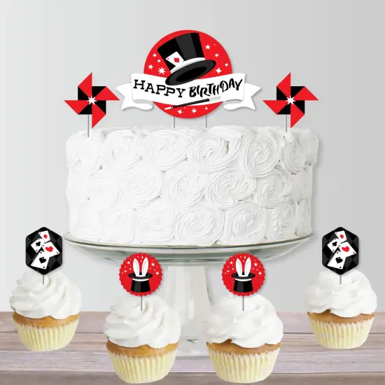 Big Dot of Happiness Ta-Da, Magic Show - Magical Birthday Party Cake Decorating Kit - Happy Birthday Cake Topper Set - 11 Pieces {6}