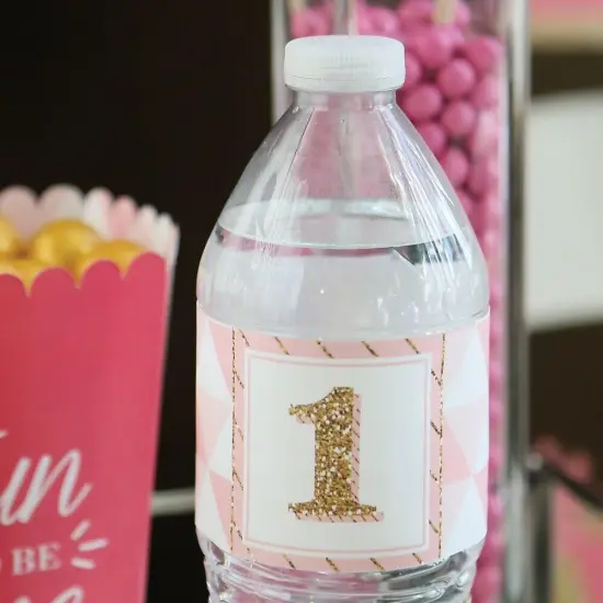 Big Dot of Happiness 1st Birthday Girl - Fun to be One - First Birthday Party Water Bottle Sticker Labels - Set of 20 {7}