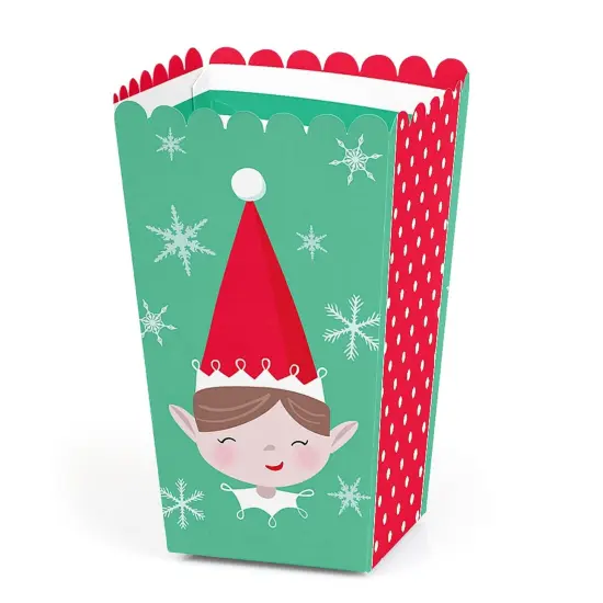 Big Dot of Happiness Elf Squad - Kids Elf Christmas and Birthday Party Favor Popcorn Treat Boxes - Set of 12 {1}