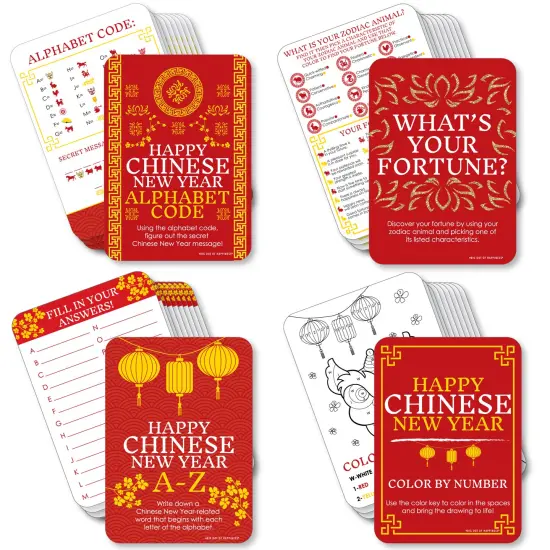 Big Dot of Happiness Lunar New Year - 4 Games - 10 Cards Each - Gamerific Bundle {1}