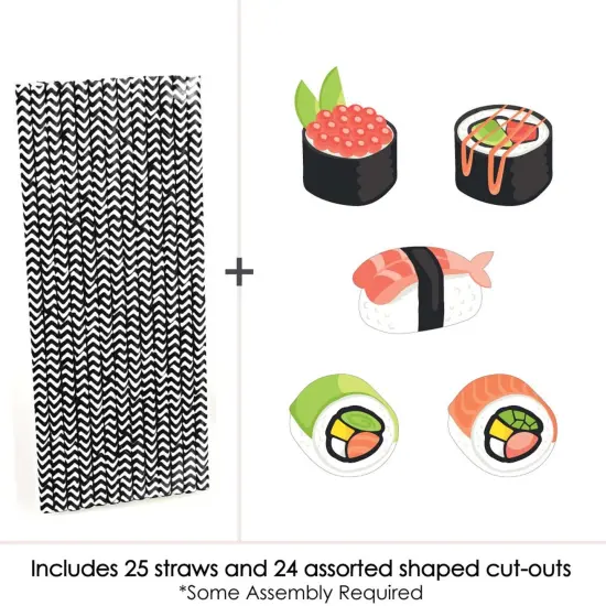 Big Dot of Happiness Let's Roll - Sushi - Paper Straw Decor - Japanese Party Striped Decorative Straws - Set of 24 {4}