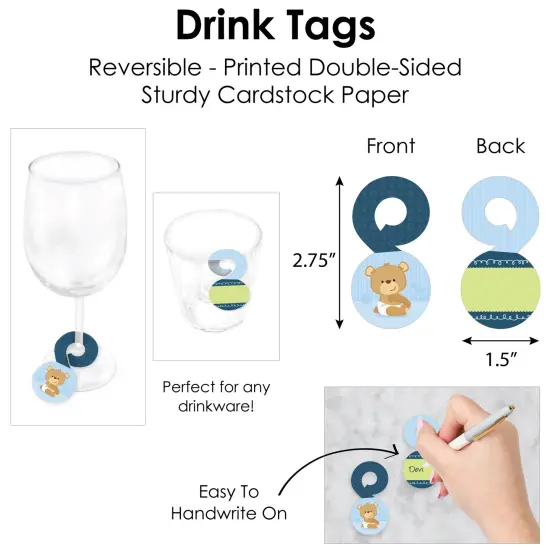 Big Dot of Happiness Baby Boy Teddy Bear - Baby Shower Paper Charger and Table Decorations - Chargerific Kit - Place Setting for 8 {7}