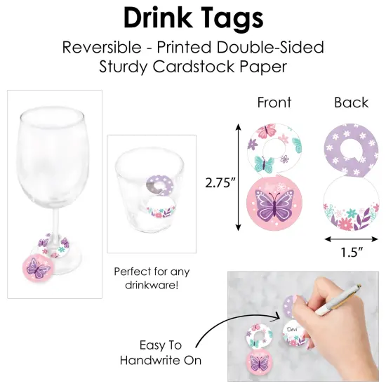 Big Dot of Happiness Beautiful Butterfly Floral Baby Shower or Birthday Party Paper Charger and Table Decorations Chargerific Kit Place Setting for 8 {7}