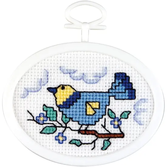Janlynn Mini Counted Cross Stitch Kit 2.75" Oval-Bluebird {2}