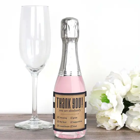 Big Dot of Happiness Thank You - Mini Wine and Champagne Bottle Label Stickers - Thank You Gift for Women and Men - Set of 16 {3}