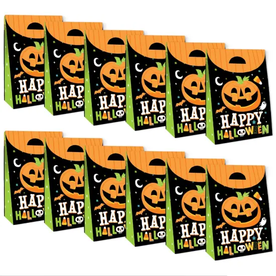Big Dot of Happiness Jack-O'-Lantern Halloween - Kids Halloween Gift Favor Bags - Party Goodie Boxes - Set of 12 {6}