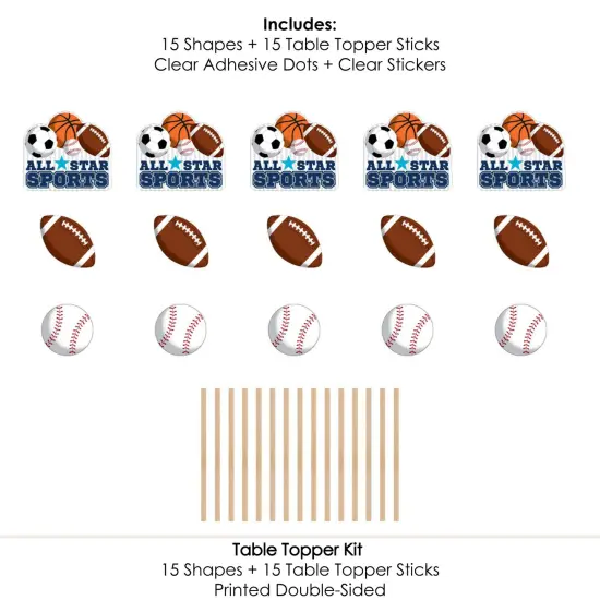 Big Dot of Happiness Go, Fight, Win - Sports - Baby Shower or Birthday Party Centerpiece Sticks - Table Toppers - Set of 15 {7}