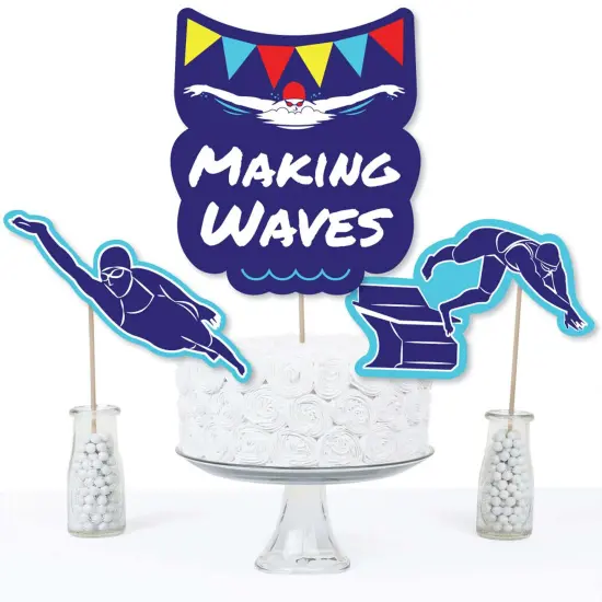 Big Dot of Happiness Making Waves - Swim Team - Swimming Party or Birthday Party Centerpiece Sticks - Table Toppers - Set of 15 {4}