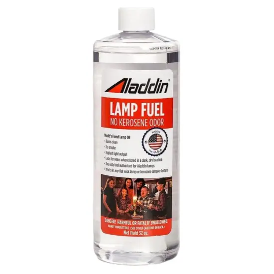 Aladdin Clear Lamp Oil Fuel - Kerosene Alternative Clean Burning Odor Free for Indoor/Outdoor Flat Wick Lanterns, Lamps and Tiki Torches, 32 ounce {1}