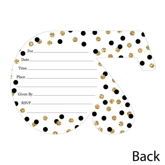 Big Dot of Happiness Adult 70th Birthday - Gold - Shaped Fill-In Invitations - Birthday Party Invitation Cards with Envelopes - Set of 12 {6}