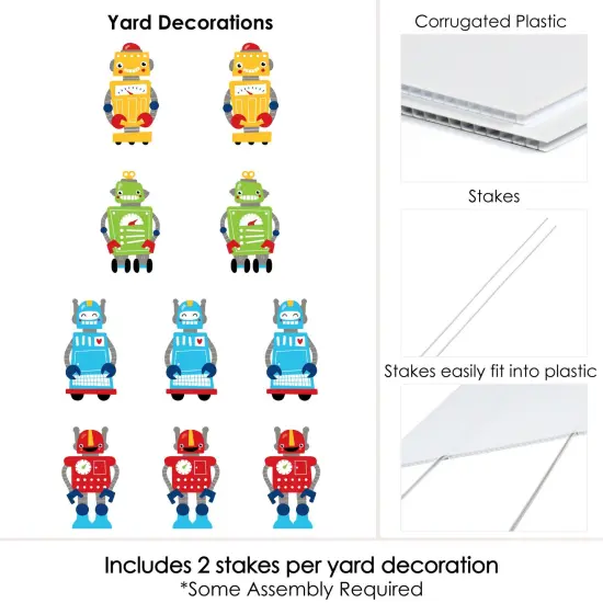 Big Dot of Happiness Gear Up Robots - Lawn Decorations - Outdoor Birthday Party or Baby Shower Yard Decorations - 10 Piece {7}