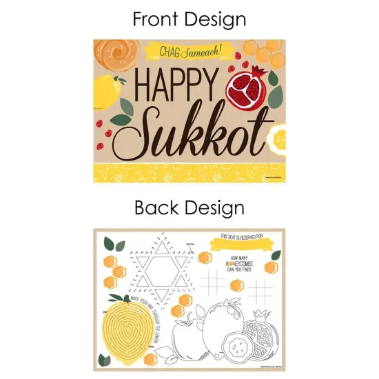 Big Dot of Happiness Sukkot - Paper Sukkah Coloring Sheets - Activity Placemats - Set of 16 {7}