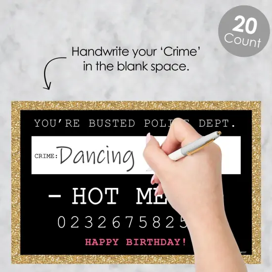 Big Dot of Happiness Chic Birthday Party Mug Shots - Black and Gold - Photo Booth Props Party Mugshot Signs - 20 Count {3}