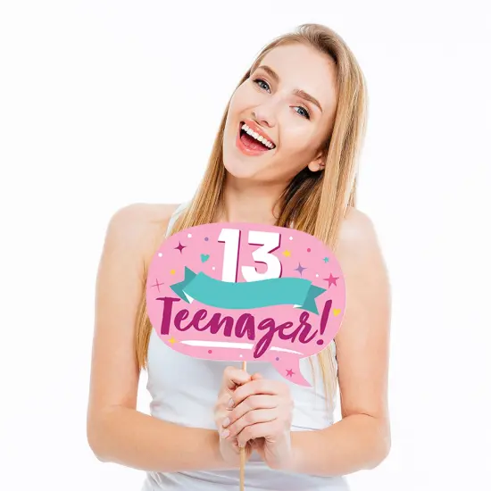 Big Dot of Happiness Girl 13th Birthday - Official Teenager Birthday Party Photo Booth Props Kit - 20 Count {4}