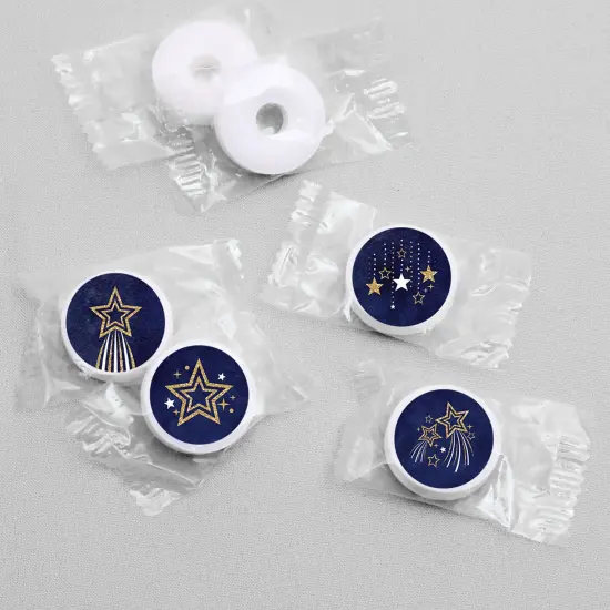 Big Dot of Happiness Starry Skies - Gold Celestial Party Round Candy Sticker Favors - Labels Fits Chocolate Candy (1 sheet of 108) {4}