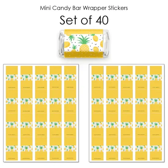 Big Dot of Happiness Tropical Pineapple - Mini Candy Bar Wrapper Stickers - Summer Party Small Favors - 40 Count {4}