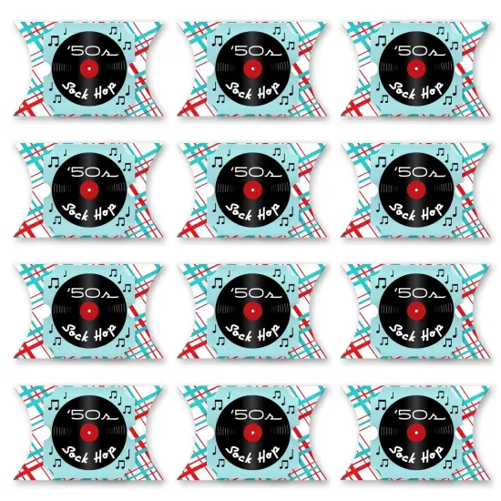 Big Dot of Happiness 50&rsquo;s Sock Hop - Favor Gift Boxes - 1950s Rock N Roll Party Large Pillow Boxes - Set of 12 {6}