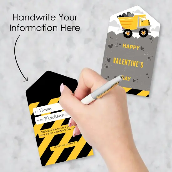 Big Dot of Happiness Dig It - Construction Party Zone - Dump Truck Cards for Kids - Happy Valentine's Day Pull Tabs - Set of 12 {4}