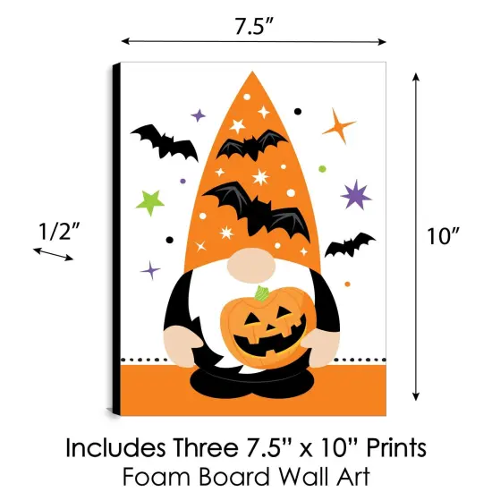 Big Dot of Happiness Halloween Gnomes - Fall Wall Art and Spooky Room Decor - 7.5 x 10 inches - Set of 3 Prints {6}
