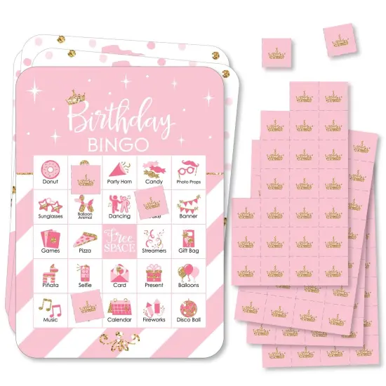Big Dot of Happiness Little Princess Crown - Picture Bingo Cards and Markers - Birthday Party Bingo Game - Set of 18 {1}