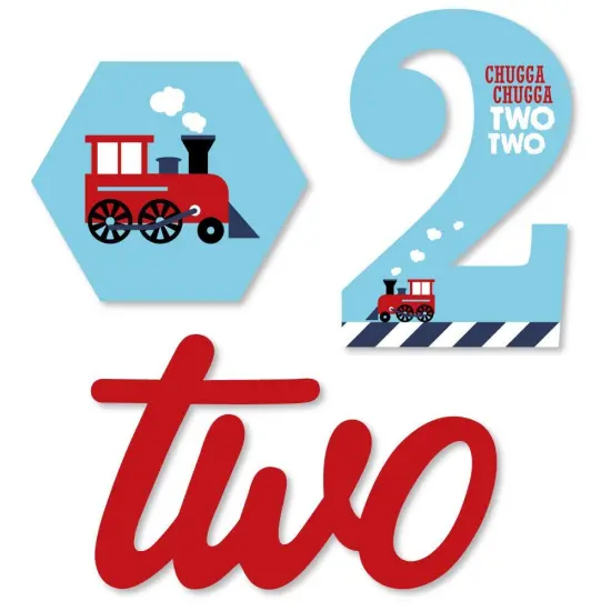 Big Dot of Happiness 2nd Birthday Railroad Party Crossing - DIY Shaped Steam Train Second Birthday Party Cut-Outs - 24 Count {1}