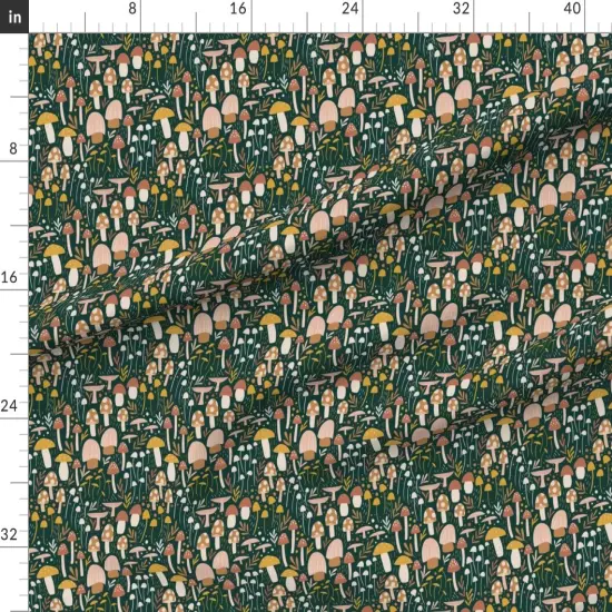 Various Fabrics by the Yard or Fat Quarter Nature Woodland Modern Children Hand-Drawn Small Scale mushrooms Mushroom s Botanical Toadstools Micro Fields Boho Custom Printed Fabric by Spoonflower {1}