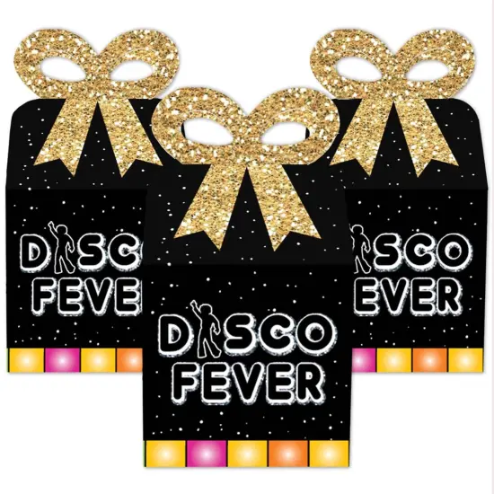 Big Dot of Happiness 70's Disco - Square Favor Gift Boxes - 1970s Disco Fever Party Bow Boxes - Set of 12 {3}