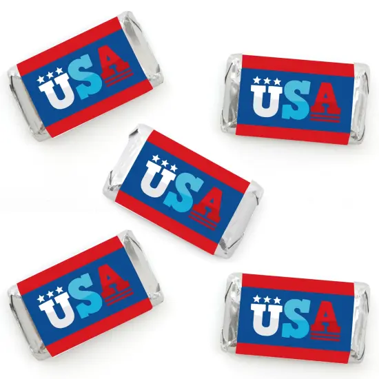 Big Dot of Happiness Firecracker 4th of July - Mini Candy Bar Wrapper Stickers -Party Small Favors - 40 Count {1}
