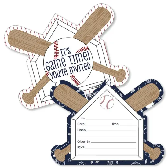 Big Dot of Happiness Batter Up - Baseball - Shaped Fill-in Invitations - Baby Shower or Birthday Party Invitation Cards with Envelopes - Set of 12 {1}
