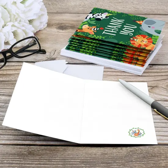 Big Dot of Happiness Jungle Party Animals - Safari Zoo Animal Birthday Party or Baby Shower Thank You Cards (8 count) {6}