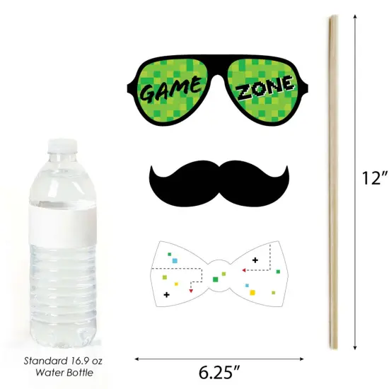 Big Dot of Happiness Game Zone - Pixel Video Game Party or Birthday Party Photo Booth Props Kit - 20 Count {6}