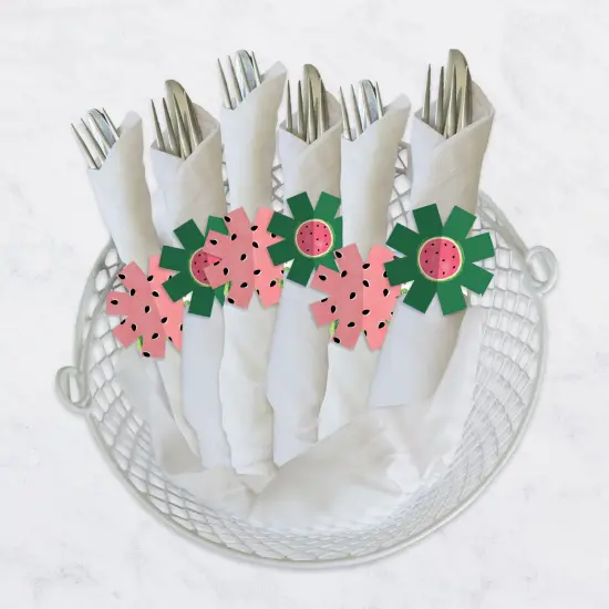Big Dot of Happiness Sweet Watermelon - Fruit Party Paper Napkin Holder - Napkin Rings - Set of 24 {4}