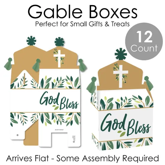Big Dot of Happiness Elegant Cross - Treat Box Party Favors - Religious Party Goodie Gable Boxes - Set of 12 {7}