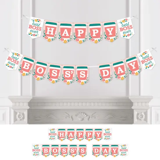 Big Dot of Happiness Female Best Boss Ever - Women Boss's Day Bunting Banner - Party Decorations - Happy Boss's Day {1}