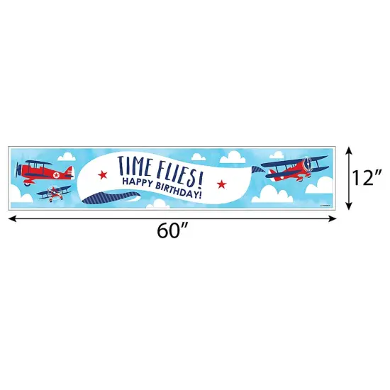 Big Dot of Happiness Taking Flight - Airplane - Vintage Plane Happy Birthday Decorations Party Banner {3}