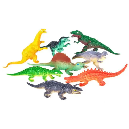 Set 12 Assorted 5.5" - 6.5" Jurassic Prehistoric Dinosaur Vinyl Figures {1}