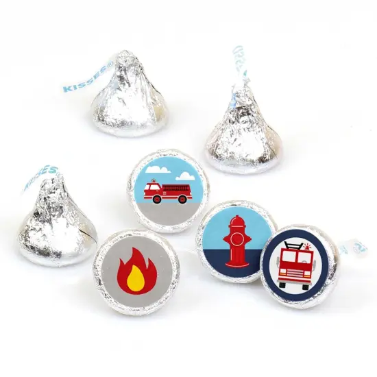 Big Dot of Happiness Fired Up Fire Truck - Firefighter Firetruck Party Round Candy Sticker Favors - Labels Fits Chocolate Candy (1 sheet of 108) {1}
