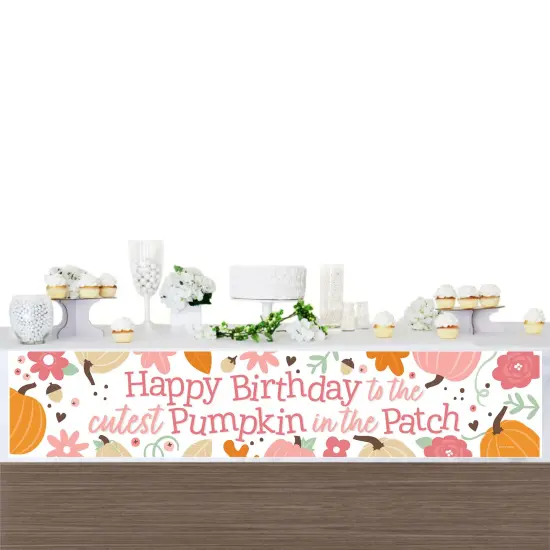 Big Dot of Happiness Girl Little Pumpkin - Happy Birthday Fall Birthday Decorations Party Banner {4}