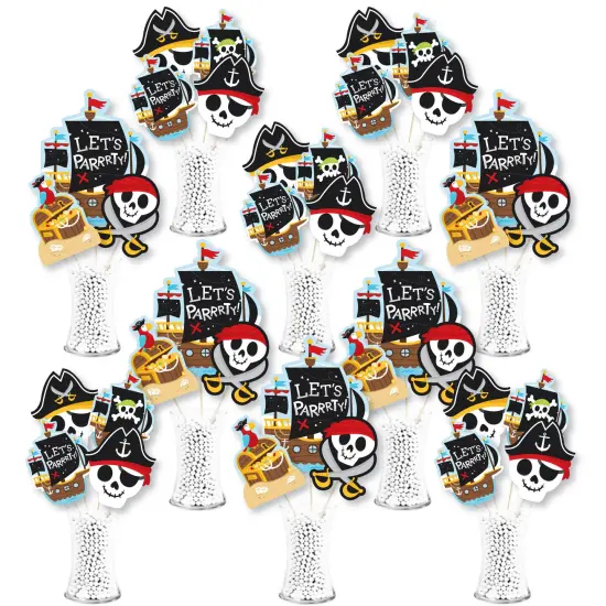 Big Dot of Happiness Pirate Ship Adventures - Skull Birthday Party Centerpiece Sticks - Showstopper Table Toppers - 35 Pieces {1}
