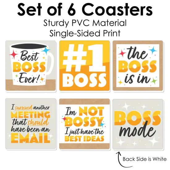 Big Dot of Happiness Happy Boss's Day - Funny Best Boss Ever Decorations - Drink Coasters - Set of 6 {6}