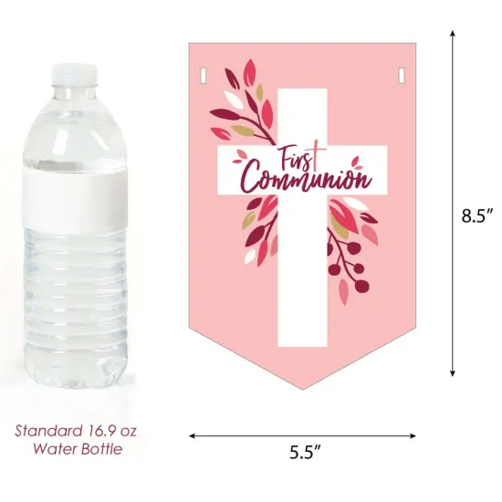 Big Dot of Happiness First Communion Pink Elegant Cross - Girl Religious Party Bunting Banner - Party Decorations - God Bless Your 1st Communion {3}