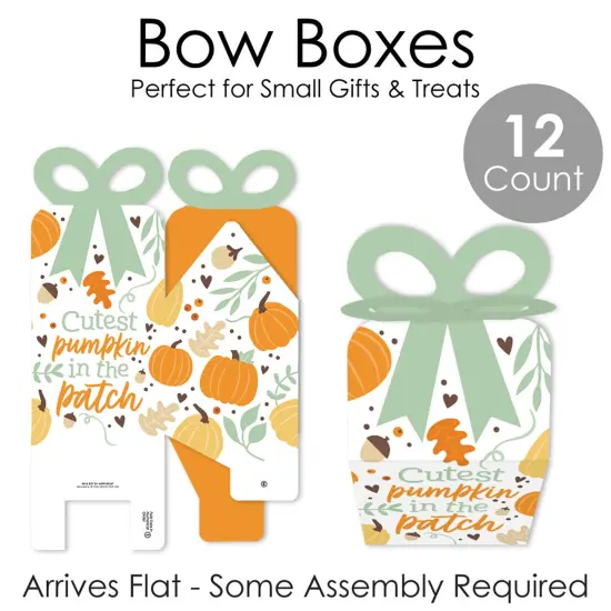 Big Dot of Happiness Little Pumpkin - Square Favor Gift Boxes - Fall Birthday Party or Baby Shower Bow Boxes - Set of 12 {7}