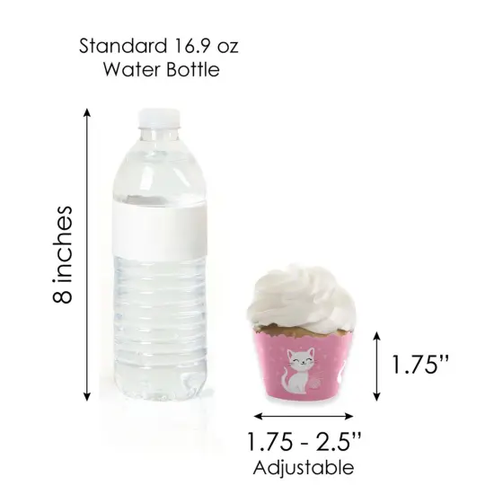 Big Dot of Happiness Purr-fect Kitty Cat - Cupcake Decoration - Kitten Baby Shower or Birthday Party Cupcake Wrappers and Treat Picks Kit - Set of 24 {7}