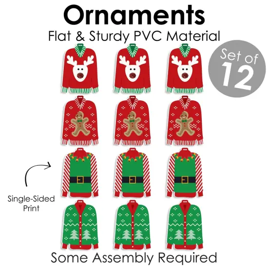 Big Dot of Happiness Ugly Sweater - Holiday and Christmas Party Decorations - Christmas Tree Ornaments - Set of 12 {6}