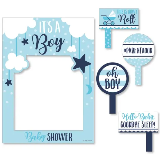 Big Dot of Happiness It's a Boy - Blue Baby Shower Selfie Photo Booth Picture Frame and Props - Printed on Sturdy Material {7}