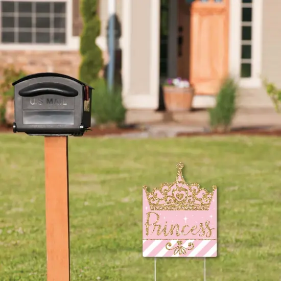 Big Dot of Happiness Little Princess Crown - Outdoor Lawn Sign - Pink and Gold Princess Baby Shower or Birthday Party Yard Sign - 1 Piece {3}