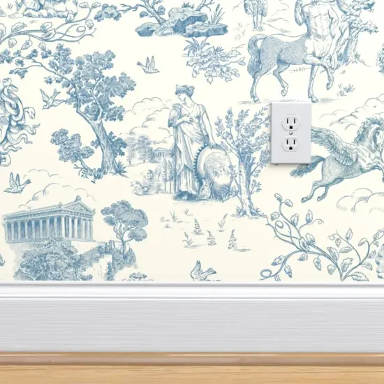 Pre-Pasted Wallpaper 2FT Wide Ancient Greece Mythical Toile Temple Mythology Creatures Minotaur Pegasus Medusa Centaur Custom Pre-pasted Wallpaper by Spoonflower {4}