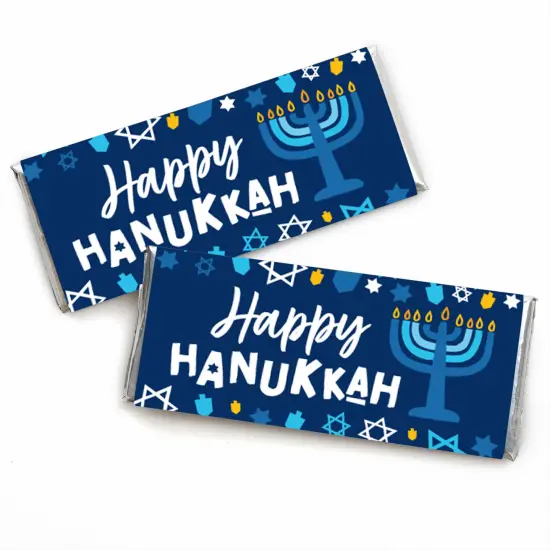 Big Dot of Happiness Hanukkah Menorah - Candy Bar Wrapper Chanukah Holiday Party Favors - Set of 24 {1}
