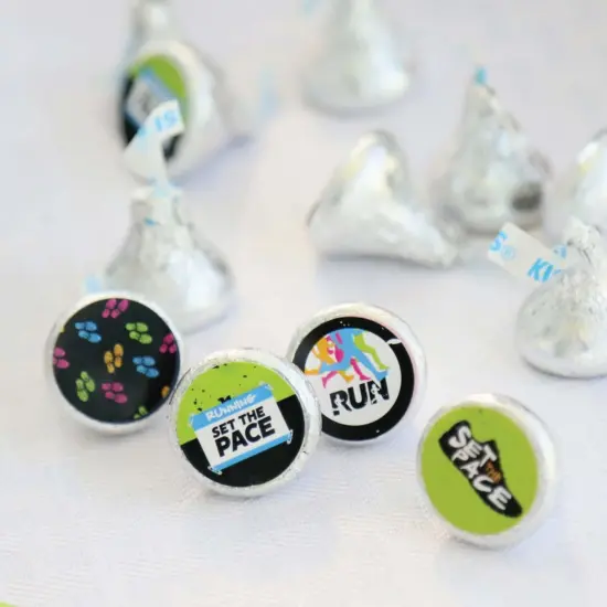 Big Dot of Happiness Set the Pace - Running - Track Cross Country Marathon Round Candy Sticker Favors - Labels Fits Chocolate Candy (1 Sheet of 108) {6}